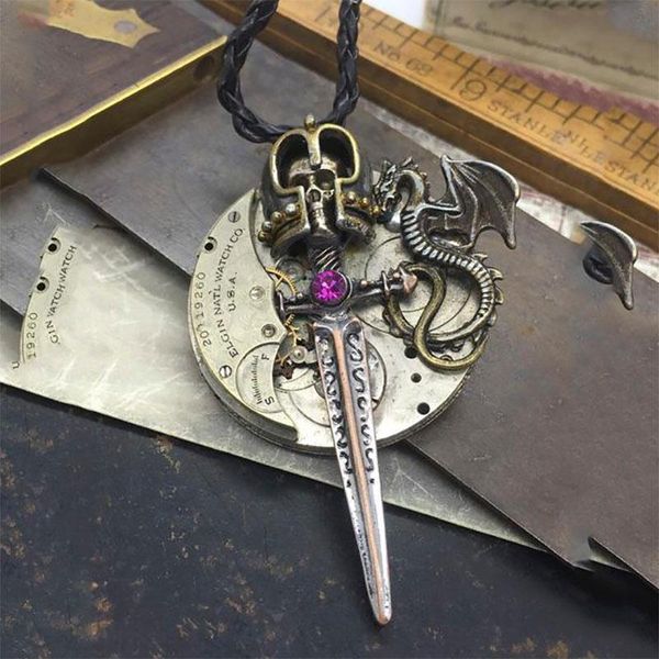 pendant necklaces mifeiya gothic skull migic sword dragon wing with rope long chain men copper necklace jewelry, Silver
pendant necklaces mifeiya gothic skull migic sword dragon wing with rope long chain men copper necklace jewelry, Silver
