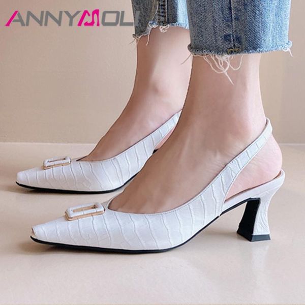 dress shoes annymoli women pumps slingbacks real leather pointed toe thin heel footwear ladies summer brown white large size .5, Black
dress shoes annymoli women pumps slingbacks real leather pointed toe thin heel footwear ladies summer brown white large size .5, Black