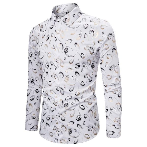 men's casual shirts white floral bronzing shirt men 2021 brand slim fit mens button down dress long sleeve wedding tuxedo male, White;black
men's casual shirts white floral bronzing shirt men 2021 brand slim fit mens button down dress long sleeve wedding tuxedo male, White;black