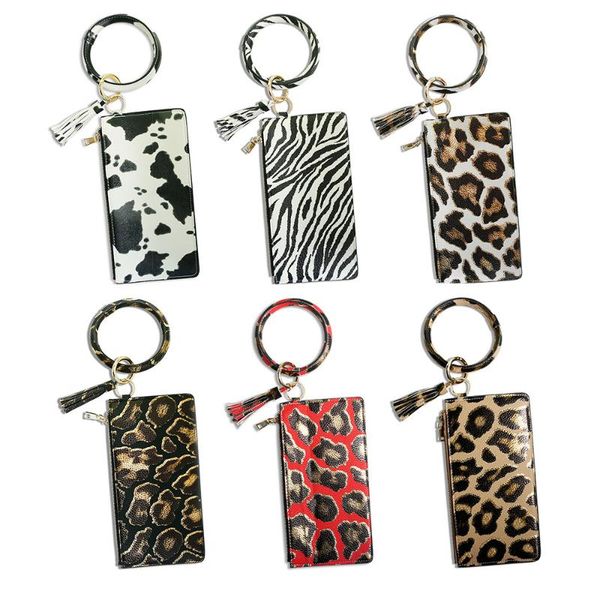 card holders fashion woman's wallet key chain wristband ring cow leopard bangle keychain with holder and tassel pu leather bracelet, Brown;gray
card holders fashion woman's wallet key chain wristband ring cow leopard bangle keychain with holder and tassel pu leather bracelet, Brown;gray