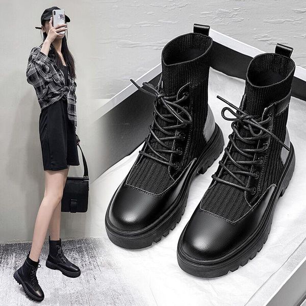 boots 2021 women's shoes autumn thin breathable british short, Black