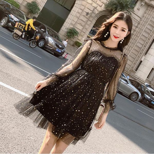 casual dresses fanco spring summer women star sequins gauze flare sleeve high waistline princess dress female elegant o-neck mesh dresse, Black;gray
casual dresses fanco spring summer women star sequins gauze flare sleeve high waistline princess dress female elegant o-neck mesh dresse, Black;gray