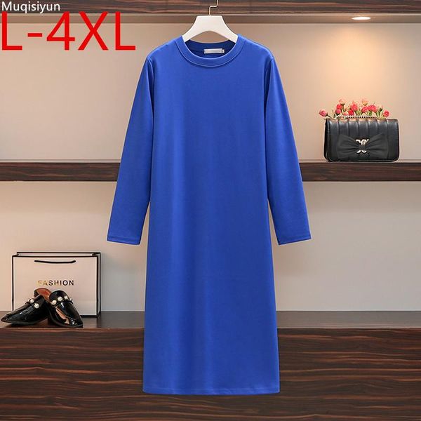 casual dresses l-4xl plus size women solid color midi dress autumn 2021 fashion o-neck long sleeve loose cotton t shirt s087, Black;gray
casual dresses l-4xl plus size women solid color midi dress autumn 2021 fashion o-neck long sleeve loose cotton t shirt s087, Black;gray