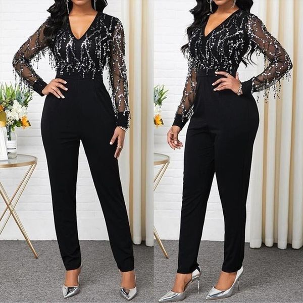 v neck spring elegant womens jumpsuits long sleeve sequin high waist skinny office rompers casual slim overalls, Black;white
v neck spring elegant womens jumpsuits long sleeve sequin high waist skinny office rompers casual slim overalls, Black;white