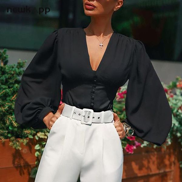 women's blouses & shirts chiffon blouse women long sleeve v neck work wear elegant lady casual, White
women's blouses & shirts chiffon blouse women long sleeve v neck work wear elegant lady casual, White