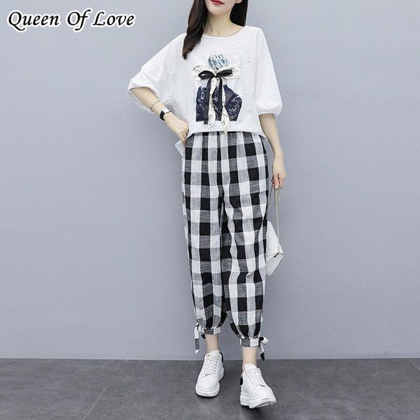 plus size 4xl women clothes 2021 summer casual pant sets 2 piece set bow sequin shirt and ankle plaid pants suit two dress, White
plus size 4xl women clothes 2021 summer casual pant sets 2 piece set bow sequin shirt and ankle plaid pants suit two dress, White