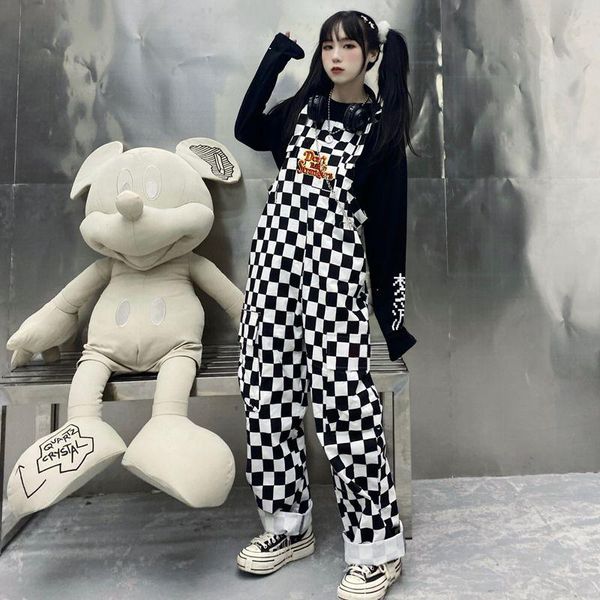 women's pants & capris harajuku overalls women grunge loose pockets trousers black white checkerboard cow print strap streetwear hip ho
women's pants & capris harajuku overalls women grunge loose pockets trousers black white checkerboard cow print strap streetwear hip ho