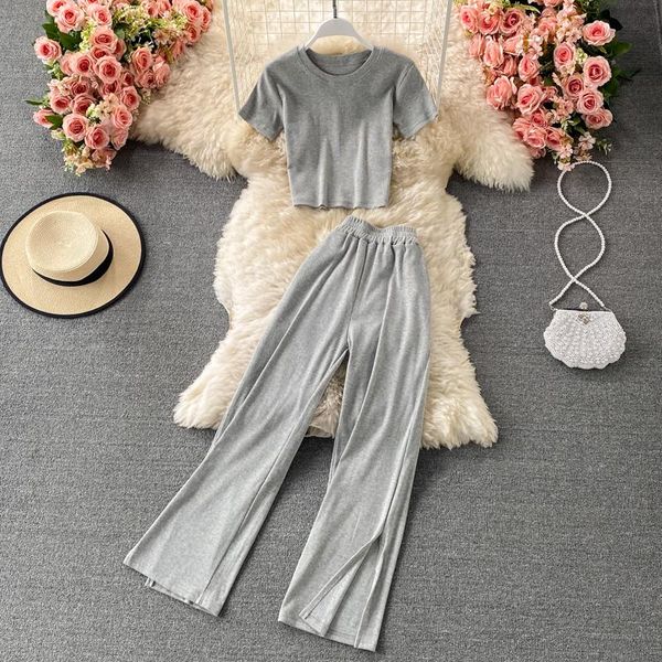 summer female solid casual two piece set short sleeve and high waist wide leg pants fashion women slim suit korean women's, White
summer female solid casual two piece set short sleeve and high waist wide leg pants fashion women slim suit korean women's, White