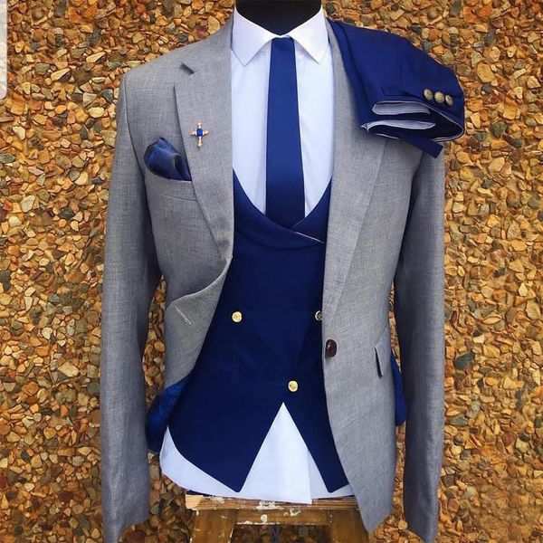 pieces gray groom tuxedo for wedding men formal male suits set jacket double breasted waistcoat with royal blue pants men's & blazers, White;black
pieces gray groom tuxedo for wedding men formal male suits set jacket double breasted waistcoat with royal blue pants men's & blazers, White;black