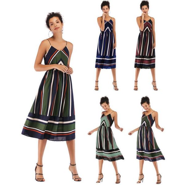 v-neck chiffon summer women's color matching thin strap temperament contrast ccolor striped sleeveless dress, Black;gray
v-neck chiffon summer women's color matching thin strap temperament contrast ccolor striped sleeveless dress, Black;gray