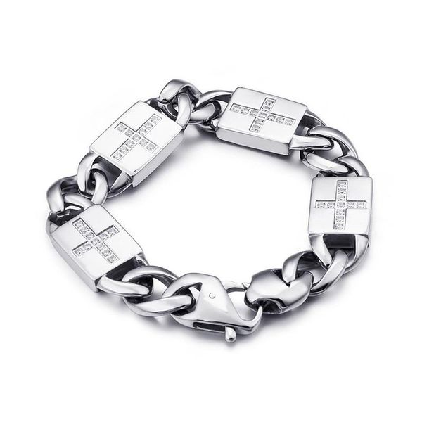 link, chain european and american men's cross stone jewelry fashion trend titanium steel, Black
link, chain european and american men's cross stone jewelry fashion trend titanium steel, Black