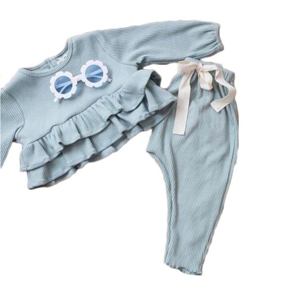 spring new toddlers girl outfits blue long sleeve ruffle shirt + pants 2pcs baby boy clothes set 210413, White
spring new toddlers girl outfits blue long sleeve ruffle shirt + pants 2pcs baby boy clothes set 210413, White