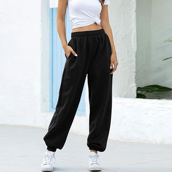 pantalones de chándal harajuku para mujer, capris holgados, largos, con cordón, color sólido, ancho, p54 led, cintura elástica women's, Black;white 
pantalones de chándal harajuku para mujer, capris holgados, largos, con cordón, color sólido, ancho, p54 led, cintura elástica women's, Black;white