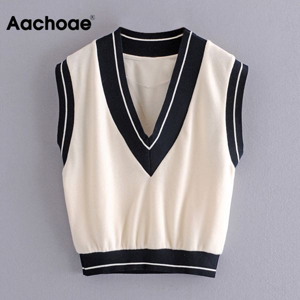 casual v neck knitted vest sweater women patchwork sleeveless loose pullover ladies vintage waistcoat 210413, White;black
casual v neck knitted vest sweater women patchwork sleeveless loose pullover ladies vintage waistcoat 210413, White;black