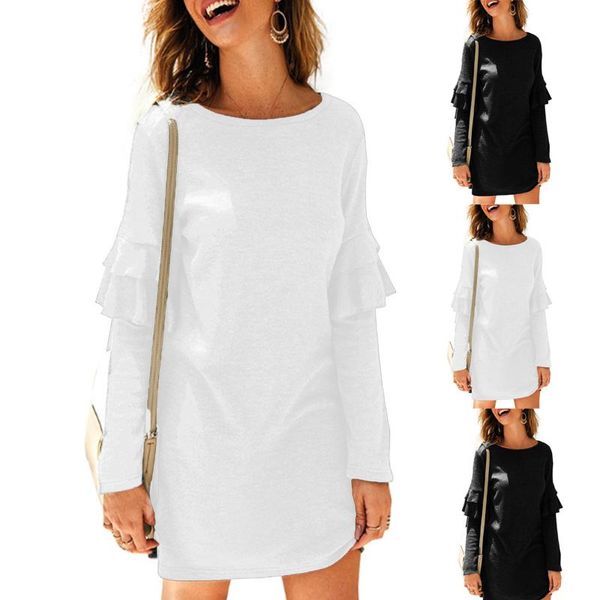 casual dresses women's summer dress round neck loose solid colorloose white autumn winter long flare sleeve, Black;gray
casual dresses women's summer dress round neck loose solid colorloose white autumn winter long flare sleeve, Black;gray