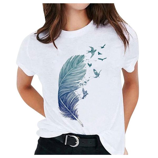 women's t-shirt t-shirts for women solid color feather bird cartoon 90s casual print lady womens graphic t shirt ladies female tee, White
women's t-shirt t-shirts for women solid color feather bird cartoon 90s casual print lady womens graphic t shirt ladies female tee, White