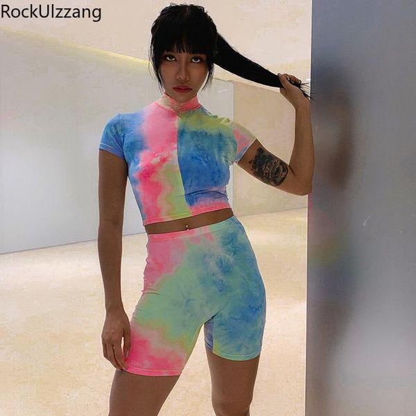 tie dye print zipper turtleneck t-shirt crop skinny short contrast two piece workout jogging pant outfit matching set dress, White
tie dye print zipper turtleneck t-shirt crop skinny short contrast two piece workout jogging pant outfit matching set dress, White