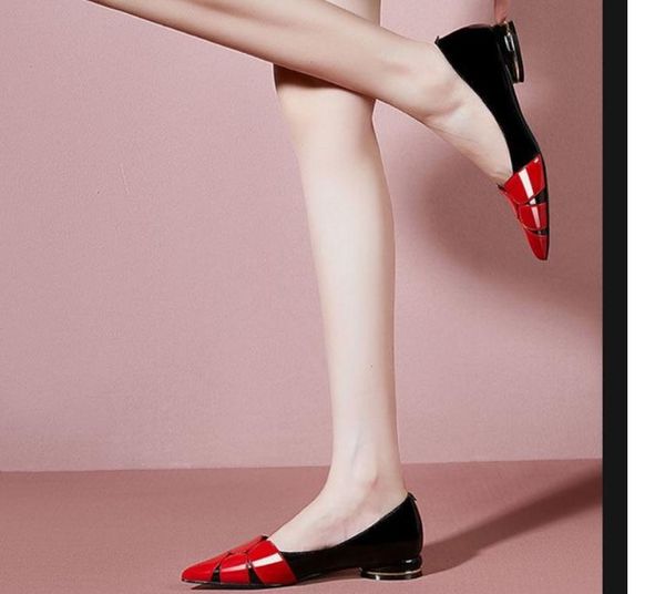 women's shoes spring and autumn low heel pointed end @4070, Black