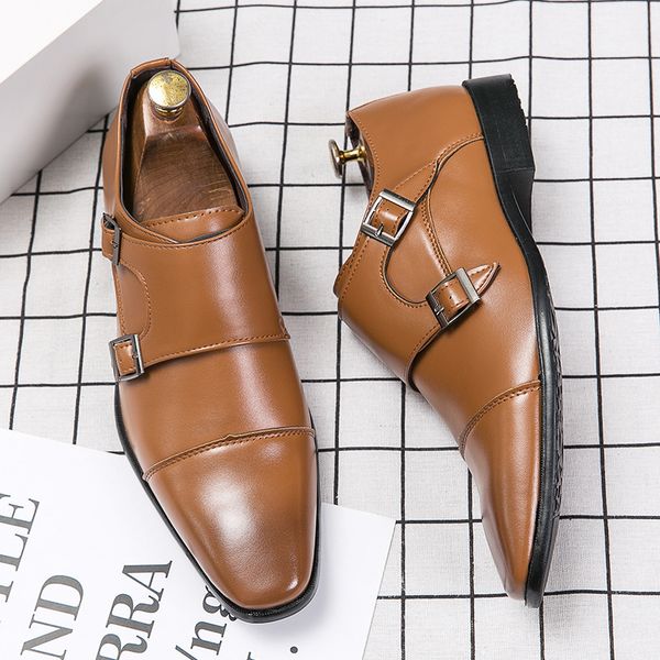 large busins men's leather sho square head formal casual three joint mengke buckle, Black
large busins men's leather sho square head formal casual three joint mengke buckle, Black