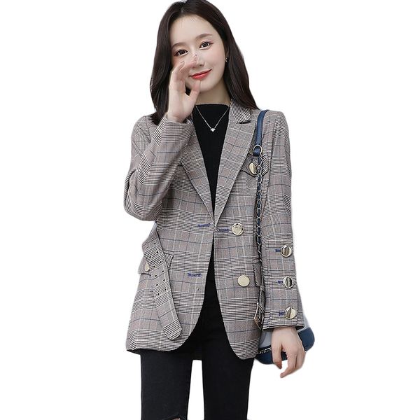women's suits & blazers plaid suit blazer korean spring and autumn british fashion coffee shirt casual wear, White;black
women's suits & blazers plaid suit blazer korean spring and autumn british fashion coffee shirt casual wear, White;black