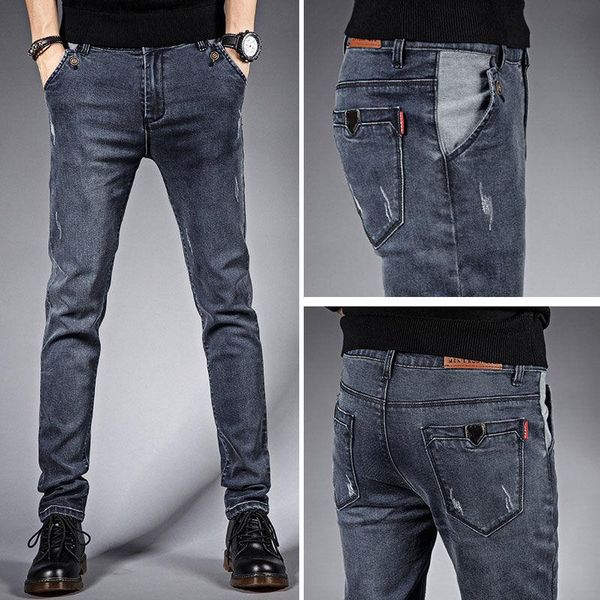 men's jeans autumn gray men 's stretch slim korean style trendy teen long pants fashion, Blue
men's jeans autumn gray men 's stretch slim korean style trendy teen long pants fashion, Blue