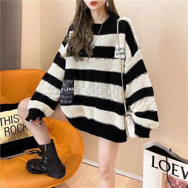 women's sweaters women sweater winter stripe color contrast o-neck lazy style soft casual knitting pullover 036, White;black
women's sweaters women sweater winter stripe color contrast o-neck lazy style soft casual knitting pullover 036, White;black
