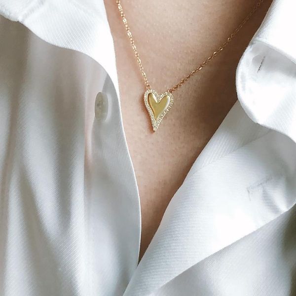chains tarnish slightly inlaid zircon smooth french love heart necklace clavicle chain jewelry holiday party daily luxury collier, Silver
chains tarnish slightly inlaid zircon smooth french love heart necklace clavicle chain jewelry holiday party daily luxury collier, Silver