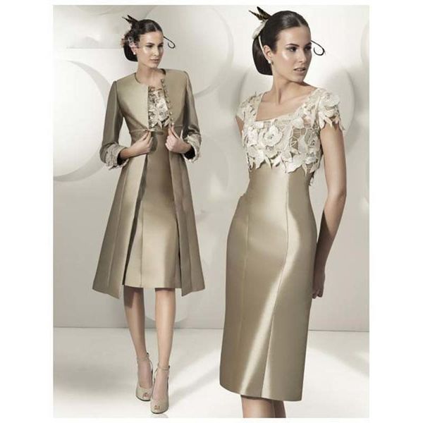 elegant sheath lace satin mother of the bride dress knee-length party mother's dresses with jacket wedding guest dress, Black;coppery
elegant sheath lace satin mother of the bride dress knee-length party mother's dresses with jacket wedding guest dress, Black;coppery