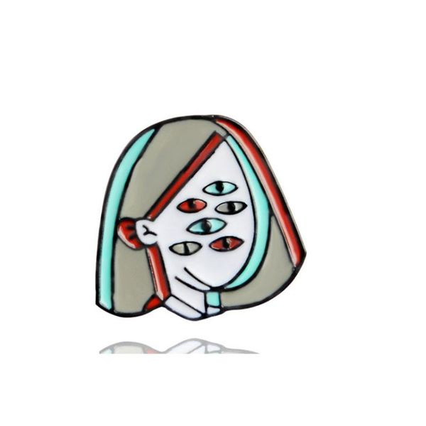 pins, brooches fashion creative picasso style cartoon multi eyed for women fresh and lovely brooch birthday surprise jewelry gifts, Gray