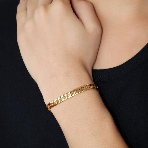 link, chain gold stainless steel bracelet 6mm width curb link fashion jewelry, Black
link, chain gold stainless steel bracelet 6mm width curb link fashion jewelry, Black