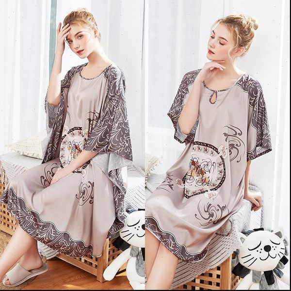 long silk nightwear women sleepwear satin half sleeve knee length print sleepshirts grey nightdress night wear dress gown, Black;red
long silk nightwear women sleepwear satin half sleeve knee length print sleepshirts grey nightdress night wear dress gown, Black;red
