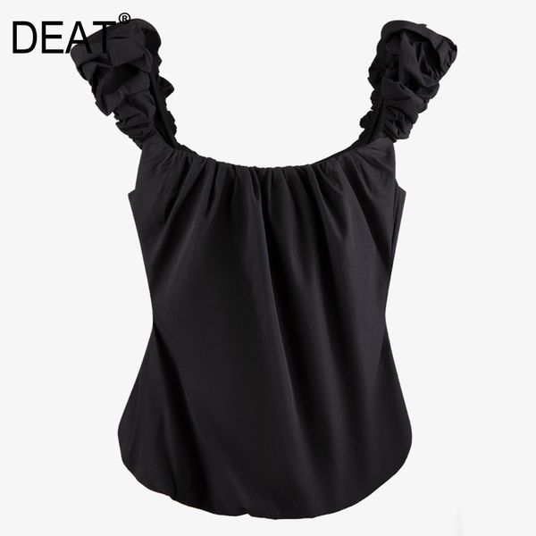 solid black pleated wood ear edge decorated off shoulder high waist suspenders summer clothes for women gx634 210421, White
solid black pleated wood ear edge decorated off shoulder high waist suspenders summer clothes for women gx634 210421, White