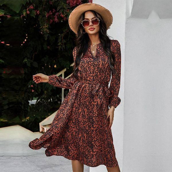 vintage leopard print dress women full sleeve high waist spring long bandage elegant casual dresses, Black;gray
vintage leopard print dress women full sleeve high waist spring long bandage elegant casual dresses, Black;gray