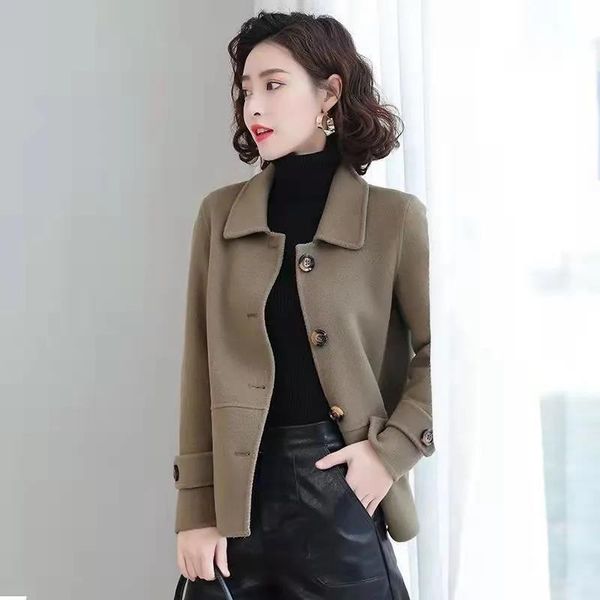 women's wool & blends short woolen coat 2021 spring autumn female fashionable women jacket single-breasted outwear casual casaco femini, Black
women's wool & blends short woolen coat 2021 spring autumn female fashionable women jacket single-breasted outwear casual casaco femini, Black