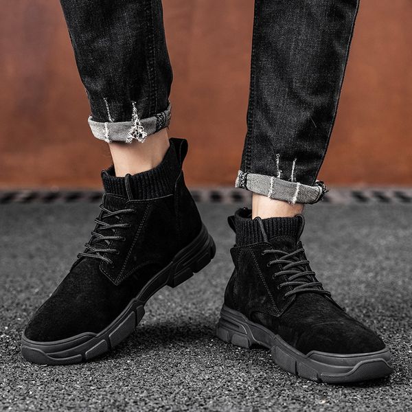 2021 spring and autumn men's high thick soled sho british style solid color fashion martin boots, Black
2021 spring and autumn men's high thick soled sho british style solid color fashion martin boots, Black