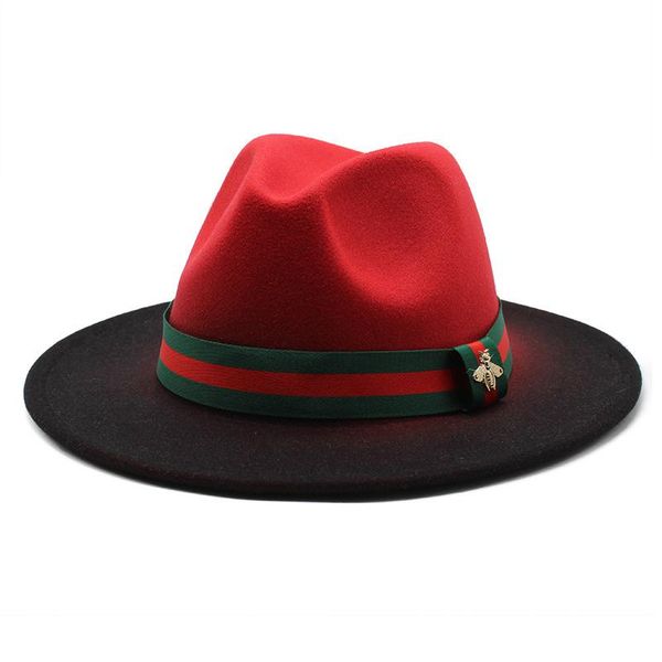 wide brim hats 2021 color matching gradient jazz hat women's woolen with striped ribbon, Blue;gray
wide brim hats 2021 color matching gradient jazz hat women's woolen with striped ribbon, Blue;gray