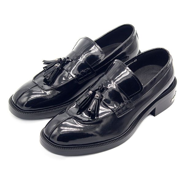 fashion gentlemen slip on platform dress shoes handmade genuine leather tassel fringe brogue oxfords metal loafers, Black
fashion gentlemen slip on platform dress shoes handmade genuine leather tassel fringe brogue oxfords metal loafers, Black