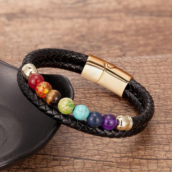 link, chain selling seven-color natural stone bracelet black leather rope gold silver stainless steel buckle men's
link, chain selling seven-color natural stone bracelet black leather rope gold silver stainless steel buckle men's