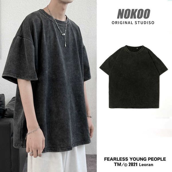 sleeve t-shirt short men's korean ins trend loose wash used half summer fashion brand 5- t-shirt, White;black
sleeve t-shirt short men's korean ins trend loose wash used half summer fashion brand 5- t-shirt, White;black
