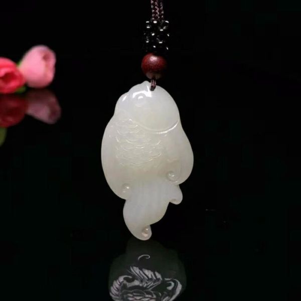 exquisite hetian jade goldfish pendant h148# lockets, Silver