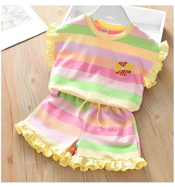 clothing sets 2-7y toddler baby girls summer casual soft striped ruffled shirts shorts 2pcs 2021 fashion colorful sweet korean style, White
clothing sets 2-7y toddler baby girls summer casual soft striped ruffled shirts shorts 2pcs 2021 fashion colorful sweet korean style, White