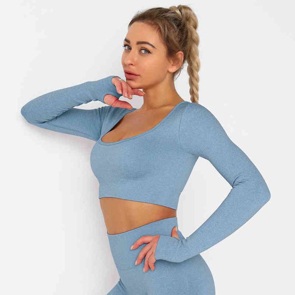 women's t-shirt seamls knitted long sleeve sports t-shirt, fast dry and breathable running yoga suit, women's fitns top, White
women's t-shirt seamls knitted long sleeve sports t-shirt, fast dry and breathable running yoga suit, women's fitns top, White