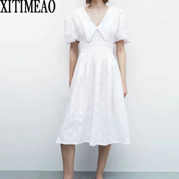 za women white lace dress short sleeve deep v neck high waist embroidered skirt female holiday long xitimeao 210604, Black;gray
za women white lace dress short sleeve deep v neck high waist embroidered skirt female holiday long xitimeao 210604, Black;gray