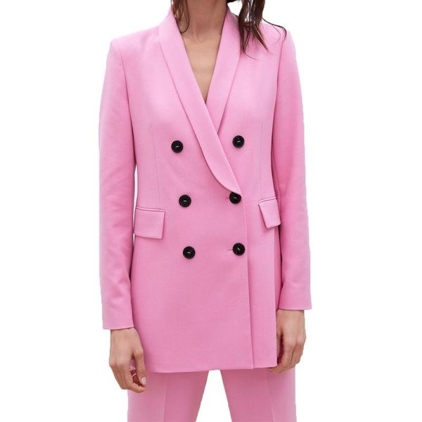 women's suits & blazers spring coat women 2021 casual pink blazer long sleeve femenino double-breasted womens clothing, White;black
women's suits & blazers spring coat women 2021 casual pink blazer long sleeve femenino double-breasted womens clothing, White;black