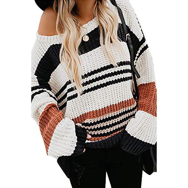 women's sweaters sweater autumn and winter stripe color contrast long sleeve round neck knitted female spring ladies woman 2021, White;black
women's sweaters sweater autumn and winter stripe color contrast long sleeve round neck knitted female spring ladies woman 2021, White;black