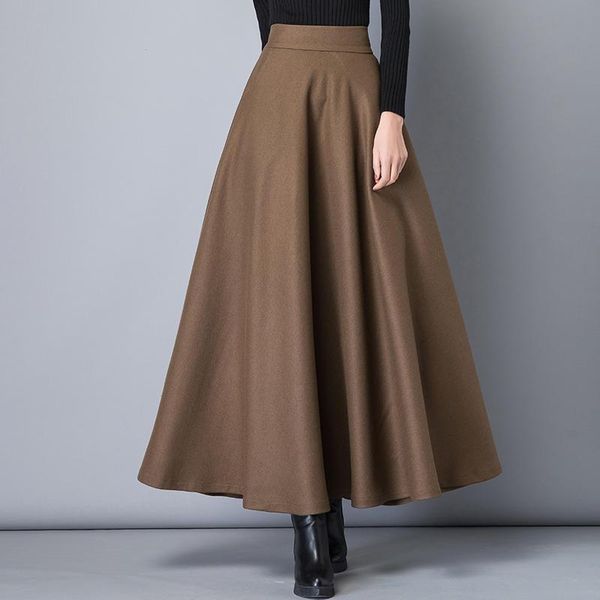 skirts vintage high waist woolen womens warm thick autumn winter long skirt female elegant solid large size a-line q1916, Black
skirts vintage high waist woolen womens warm thick autumn winter long skirt female elegant solid large size a-line q1916, Black