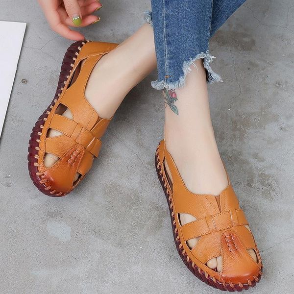 women's sandals summer genuine leather handmade ladies shoes women flats retro style mother, Black
women's sandals summer genuine leather handmade ladies shoes women flats retro style mother, Black