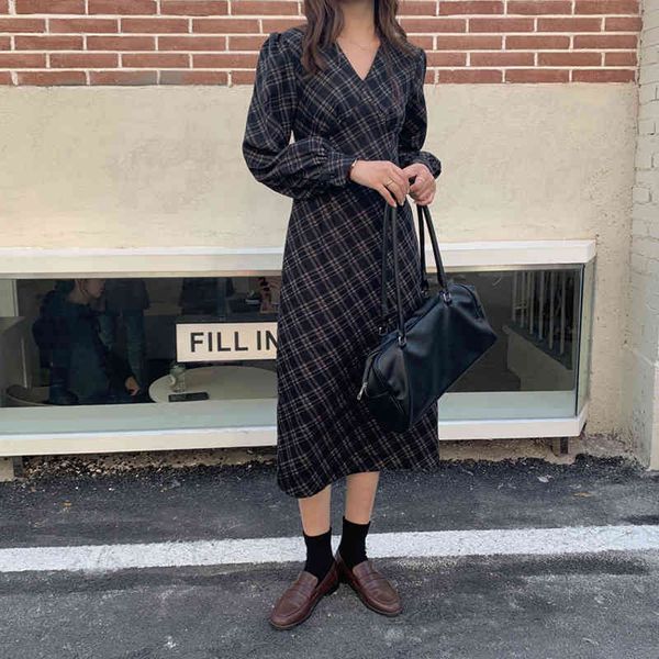 dresses women french retro v-neck es plaid loose sleeves long gentle elegant chic female fashion clothe, Black;gray
dresses women french retro v-neck es plaid loose sleeves long gentle elegant chic female fashion clothe, Black;gray