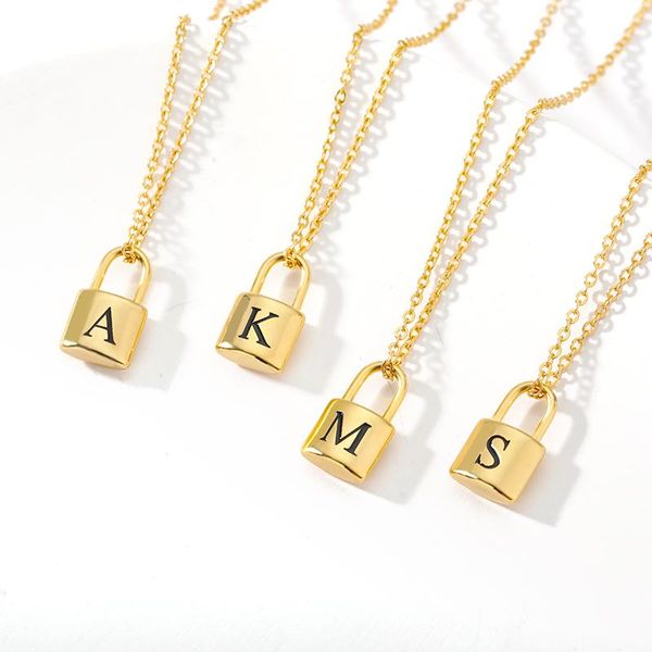 tarnish stainless steel o-chain old english gold plated personalised lock necklace women's birthday gift letter pendant necklaces, Silver
tarnish stainless steel o-chain old english gold plated personalised lock necklace women's birthday gift letter pendant necklaces, Silver