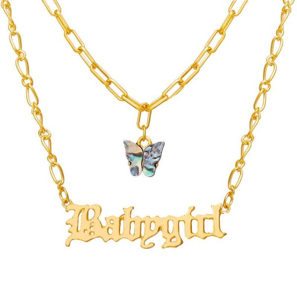 chains 51372 butterfly pendant necklace creative multi-layer english letter pin bone chain, Silver
chains 51372 butterfly pendant necklace creative multi-layer english letter pin bone chain, Silver